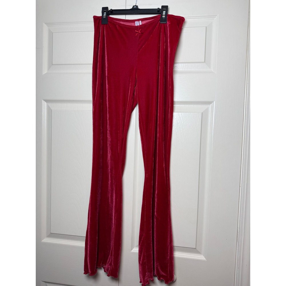 Out From Under Urban Outfitters Red Velvet Flare Lounge Pants Lettuce Edge